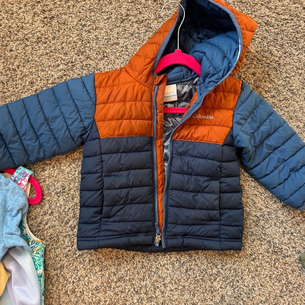 Columbia Boys' Hooded Puffer Jacket - Rust & Navy